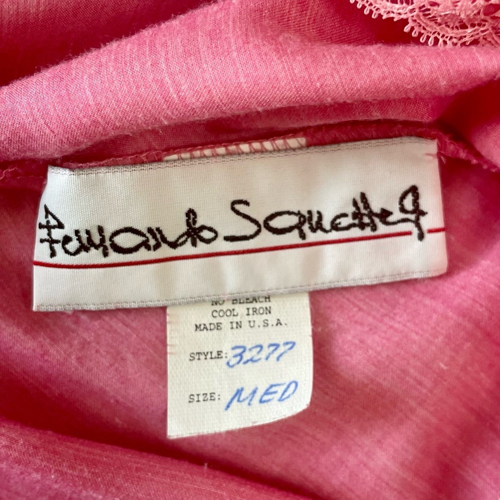 Vintage Designer Fernando Sanchez Pink Ornate Lace Detail Maxi Slip Dress Gown - Picture 13 of 15